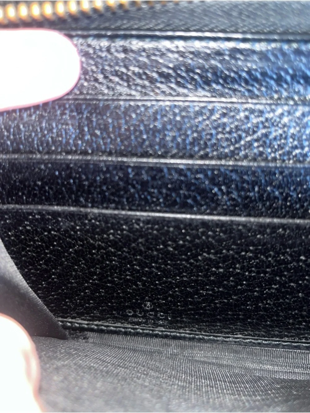 Gucci Black Leather Long Zip Wallet with Gold Double G Emblem Logo Marmont - Picture 10 of 10